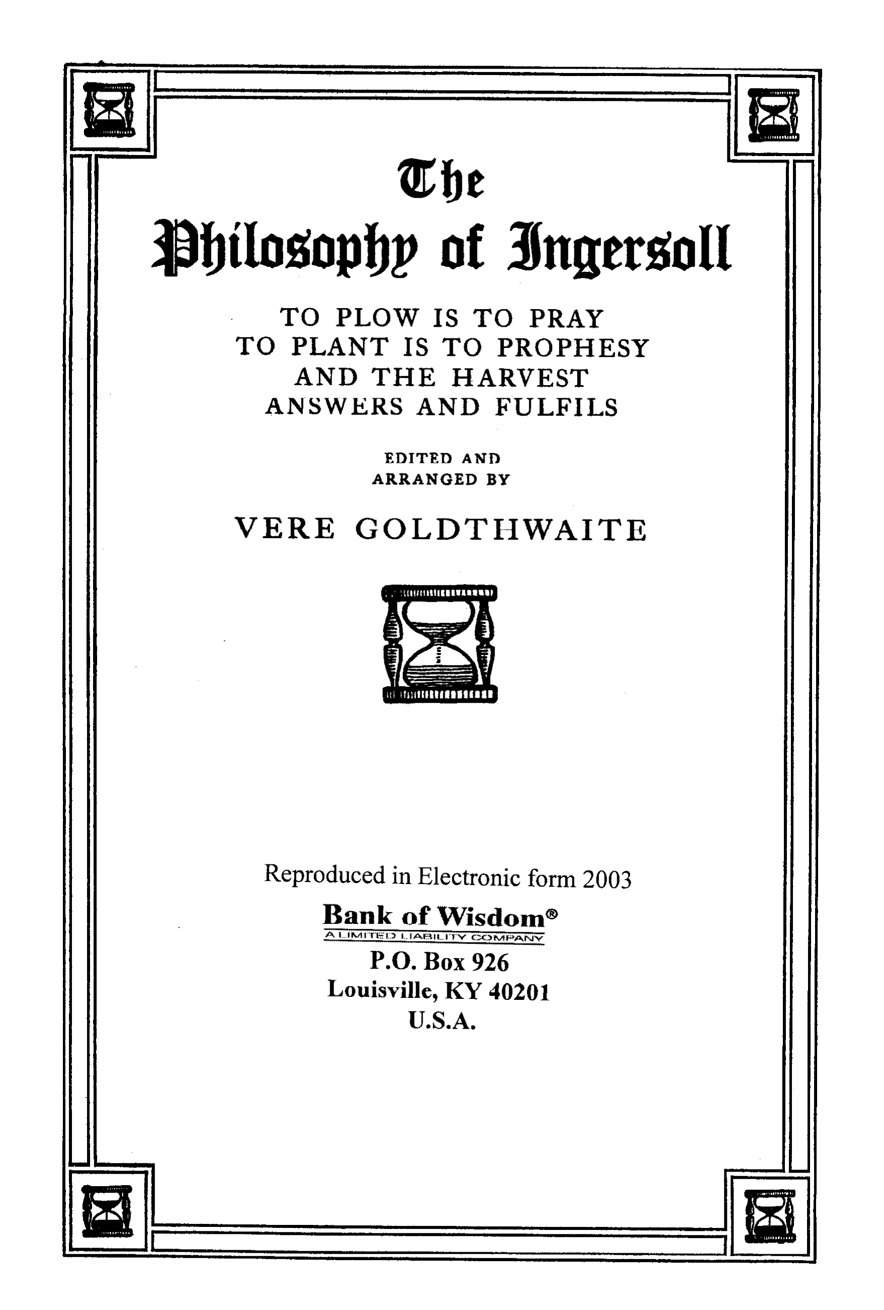 (image for) The Philosophy of Robert G. Ingersoll